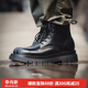 馬登男鞋厚底增高工裝靴高幫德比鞋英倫風(fēng)馬丁靴子黑色皮鞋子 黑色   42 (260mm)
