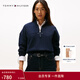 Tommy Hilfiger秋冬女裝美式潮流運動(dòng)休閑風(fēng)字母印花半拉鏈立領(lǐng)套頭衛衣 藏青色DW5 XS