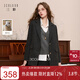三彩2025冬季新款西裝式毛呢大衣外套中長(cháng)通勤M