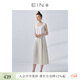 EIN【風(fēng)琴褶天使裙】EIN言絲棉長(cháng)款純色無(wú)袖百褶連衣裙女秋款 象牙白 L
