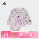 adidas女?huà)胪蓍e寬松印花長(cháng)袖套裝秋季阿迪達斯官方輕運動(dòng)   清澈粉/祈福粉   98