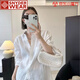 SNYDER WEAR法式白色亞麻長(cháng)袖襯衫女夏季薄款寬松老錢(qián)風(fēng)棉麻襯衣外搭防曬上衣 白色 S 建議-95斤