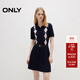 ONLY2025夏季新款學(xué)院風(fēng)假兩件翻領(lǐng)菱格短裙連衣裙女|125346003 E39深藍色 XL