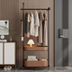 悅倫2025新款可移動(dòng)衣帽架落地式不占空間家用臥室多功能帶收納掛衣架 70長(cháng)雙層+棕色收納籃