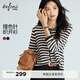 伊芙麗朱珠代言條紋開(kāi)衫百搭職場(chǎng)鏤空顯瘦花邊針織衫26秋新款女 黑色 偏大 拍小一碼 M 105-115斤