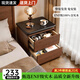 林之語(yǔ)全實(shí)木床頭柜臥室小型床頭置物架沙發(fā)邊柜子家用收納儲物柜置物柜 【熱賣(mài)主圖款】曜石黑臺面-胡桃色-孕嬰級標準 50x40x50cm