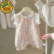 G.duck嬰兒夏季連體衣純棉夏裝薄款衣服寶寶新生兒無(wú)袖碎花哈衣洋氣 蕾絲花邊碎花-夏季連體 66cm 1-3個(gè)月13斤內