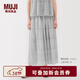 MUJI女式雕版印染抽褶輕便長(cháng)裙長(cháng)半身裙夏季款裙子純棉女裝25年 灰色圖案 S (155/62A)