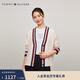 Tommy Hilfiger【羊毛羊絨混紡】秋冬女裝休閑慵懶拼色寬松V領(lǐng)開(kāi)衫毛衣外套 米白色Z00 L
