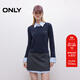 ONLY2025秋季新款含羊毛復古假兩件拼接毛衣針織衫女|125313004 E39海軍藍色 M