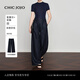 CHIC JOJO【日落收藏家】闊腿褲丨休閑褲女26夏新款寬松藏青亞麻褲 淵渟青 S (26)