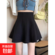 大碼遮胯裙子女法式復古蓬蓬短裙春夏高腰顯瘦百搭大擺傘裙半身裙 黑色 L