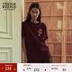 Teenie Weenie小熊女裝t恤夏季寬松白色休閑圓領(lǐng)短袖上衣 酒紅色 L