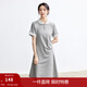 茵曼（INMAN）撞色花邊POLO領(lǐng)連衣裙2025夏季氣質(zhì)抽褶收腰中長(cháng)款T恤裙 花灰色 L