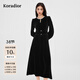 珂萊蒂爾【明星同款】2025冬新法式赫本風(fēng)絲絨連衣裙小黑裙 黑色 L