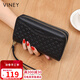 viney頭層牛皮女士錢(qián)包長(cháng)款拉鏈媽媽手拿包大容量零錢(qián)包女輕奢學(xué)生錢(qián)夾