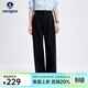 Navigare意大利小帆船女士休閑褲春秋季棉質(zhì)通勤長(cháng)褲寬松顯瘦闊腿褲女 暗夜黑 L