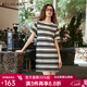 Olrain歐芮兒法式夏季新款條紋休閑時(shí)尚連衣裙小個(gè)子顯瘦長(cháng)裙 黑白條紋 XL