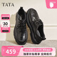 他她（TATA）2026春商場(chǎng)同款純色舒適百搭休閑皮鞋男 黑色 41