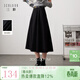 三彩2025冬季新款高腰半身裙磨毛A字裙顯瘦中長(cháng)裙大擺傘裙女 經(jīng)典黑 S 155/64A