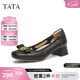 他她（TATA）粗跟淺口單鞋女鞋氣質(zhì)一腳蹬牛皮晚晚鞋春季新款XMM01AQ5 黑色 38