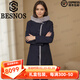 BESNOS意大利品牌派克服女獺兔毛內膽中長(cháng)款尼克服大衣媽媽皮草外套冬 藏青色 L /推薦117斤以?xún)? title=