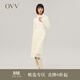 OVV秋冬熱賣(mài)女裝簡(jiǎn)約大氣溫暖柔軟羊毛蕾絲面料干洗鉛筆裙 淺黃A3 S