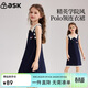 ASK JUNIOR童裝兒童裙子女大童夏裝背心裙POLO領(lǐng)學(xué)院風(fēng)連衣裙T恤裙 藏青160