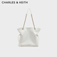 CHARLES&KEITH大容量柔軟抽繩鏈條福袋包托特包包女包女士生日禮物CK2-20782654 Cream奶白色 L