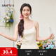 三福（SANFU）背心2026春季蕾絲蝴蝶結領(lǐng)口細肩帶碎花吊帶女裝515838 杏色小花 L