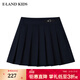 E·LAND KIDS【零染科技】衣戀女童百褶短裙25年春季新品學(xué)院風(fēng)刺繡皮扣 Navy藏青色/59 160