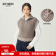 深呼吸DEEP BREATH女裝翻領(lǐng)拉鏈造型羊毛馬甲背心針織衫A301460 花咖 L (4碼)