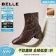 百麗（Belle）復古抓皺羊皮時(shí)裝靴女冬季新款商場(chǎng)同款方頭通勤短靴F2Q1DDZ5 咖啡色-絨里 38