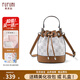 FUFUNI弗芙妮2026新款流行水桶包女經(jīng)典老花單肩兩用包包小眾設計款輕奢款禮物 璞白-贈精美化妝包