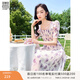 香影（xiangying）法式碎花連衣裙女2025夏裝新款溫柔風(fēng)高腰紫色泡泡袖方領(lǐng)裙子 紫色 S