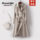 奧絲婕（Aosijie）高端品牌 風(fēng)衣女中長(cháng)款2026春秋新款氣質(zhì)收腰顯瘦英倫風(fēng)大衣外套 石白色 L 【110-120斤】