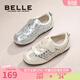 百麗（Belle）童鞋女童水晶鞋秋季2025新款兒童水鉆休閑運動(dòng)鞋中大童德訓鞋 米色 27 適合腳長(cháng)約16.4-17cm