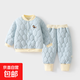 嬰兒棉衣套裝絎棉對開(kāi)寶寶120克夾棉加厚秋冬棉褲兒童外穿上衣 藍色（胸花狗狗120克絎棉套裝） 100 100cm