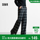 森馬（Semir）休閑褲女冬格子加絨長(cháng)褲寬松2025鹽系復古潮流闊腿褲109725127005