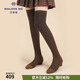 MALOVE MZ女鞋冬新款彈力瘦瘦靴女低跟長(cháng)筒過(guò)膝靴小個(gè)子長(cháng)靴 古銅金 36
