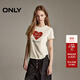 ONLY2026春季新款輕薄透氣微透立體刺繡短款正肩T恤女|126101070 A43奶油白色 M
