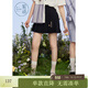 紫涵（ZIHAN）紫涵趣味紐扣百褶裙女夏季學(xué)院風(fēng)A字高腰短裙顯瘦半身裙 黑藏青 S