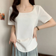 珊瑚嵐胖妹妹大碼女裝遮肉顯瘦正肩t恤女夏季新款萊賽爾天絲短袖上衣 白色 3XL 【建議156-170斤】