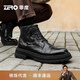 零度Zero馬丁靴冬季新款黑色系帶加絨保暖真皮商務(wù)男靴厚底戶(hù)外靴子男 黑色 【耐磨橡膠大底】 42