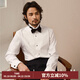 CULTUM竹纖維棉貼布免燙翼領(lǐng)法式婚禮伴郎襯衫男士商務(wù)宴會(huì )新郎禮服襯衣 白色 L