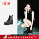 iiJin艾今【譚松韻同款】10cm超輕厚底內增高馬丁靴女744AUZH 黑色 34