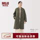 MUJI女式 蓬松棉服絎縫大衣 外套女款女裝棉衣25年冬季 BD10MA5A 卡其綠 M (160/84A)