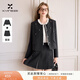 香影灰色小香風(fēng)毛呢外套套裝女2026春裝新款學(xué)院風(fēng)百褶短裙兩件套 深灰 M
