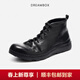 dreambox鈞博冬季加絨短靴水洗馬皮純手工高幫男鞋英倫復古百搭馬丁靴 雅黑色-馬皮內里 43 男碼