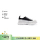 亞歷山大麥昆（Alexander McQueen）禮物 女士黑色/白色帆布厚底系帶靴 697072 W4AAQ 1070 36